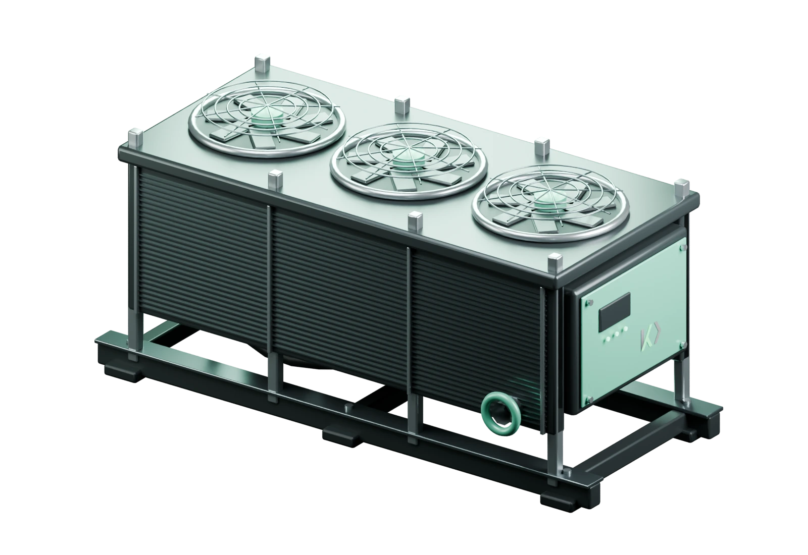 Industrial cooling system with fans, heat exchangers and service pipework