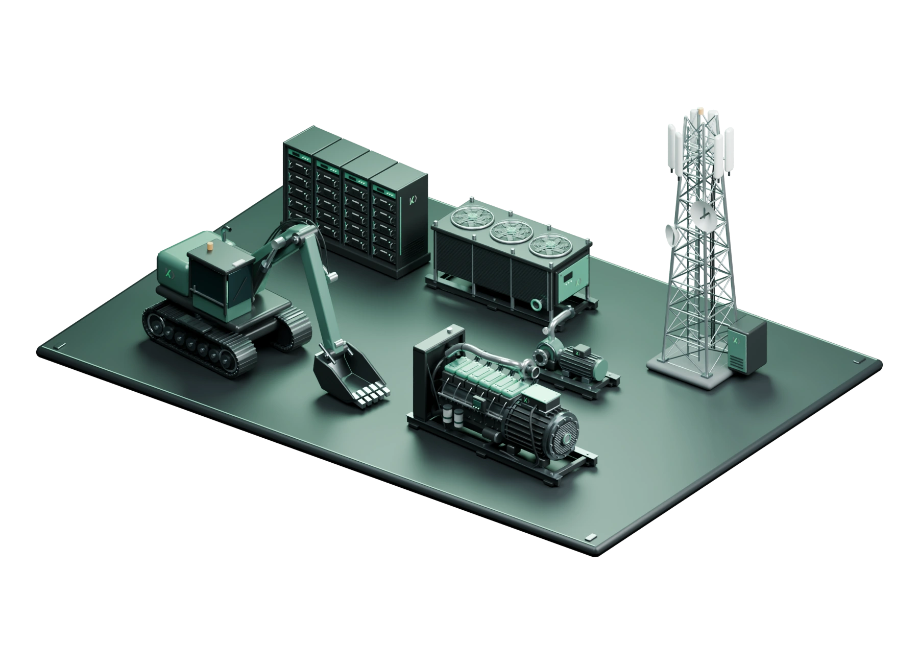 A mixed fleet of industrial, telecommunications, power generation and renewable energy machinery